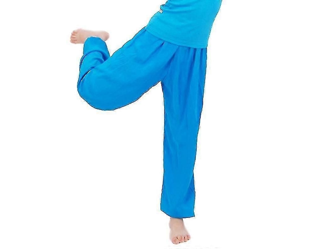 Calcinha Baggy Dança Aladdin Yoga Infantil Menino Menina Pantalão Casual Solto Harem Azul Royal