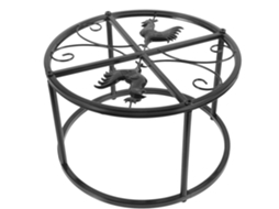 Suporte Robusto Em Ferro Preto Para Comedouro De Galinhas, Formato Circular.