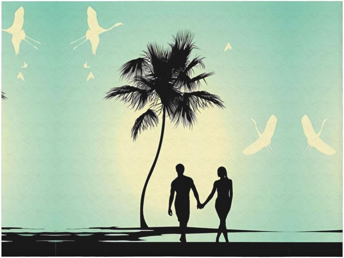 Cobertor de Flanela para Casal Caminhando na Praia Macio e Quente 127 X 101 Cm, Macio, Quente, Ideal para Qu