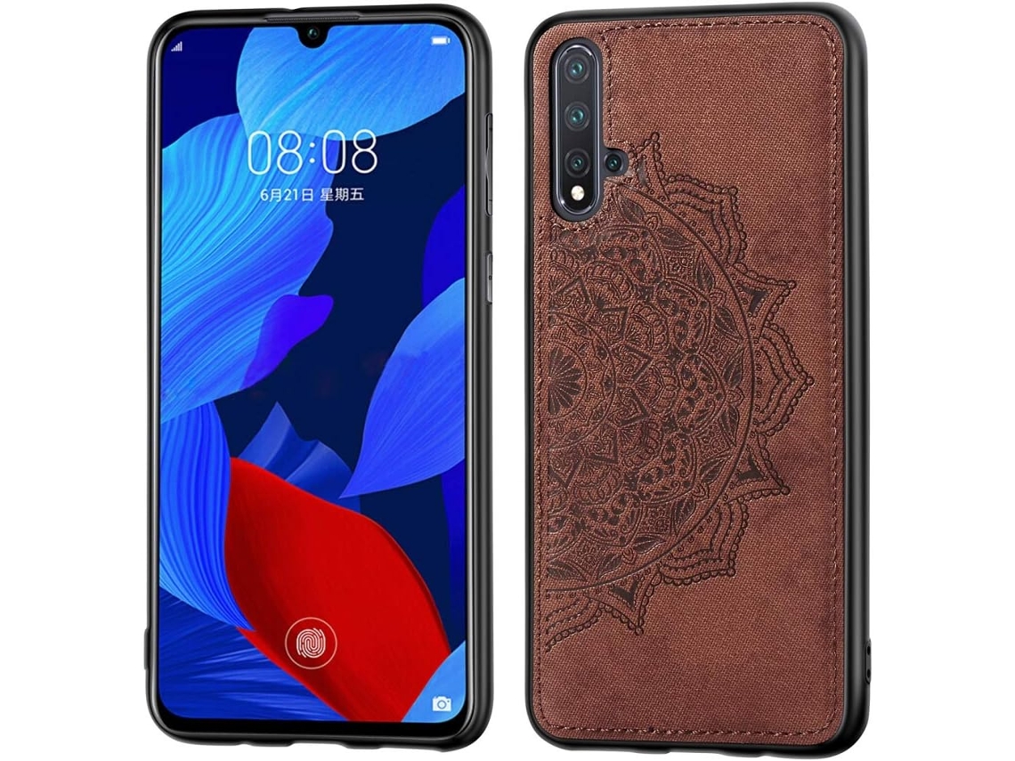 Capa Mandala Relevo Alça para Huawei Nova 5 HONGWE. Castanho