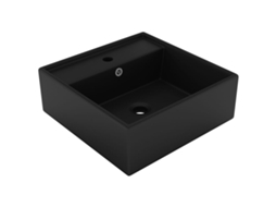 Vidaxl Lavatório Luxuoso Quadrado 41x41 Cm Cerâmica Preto Mate