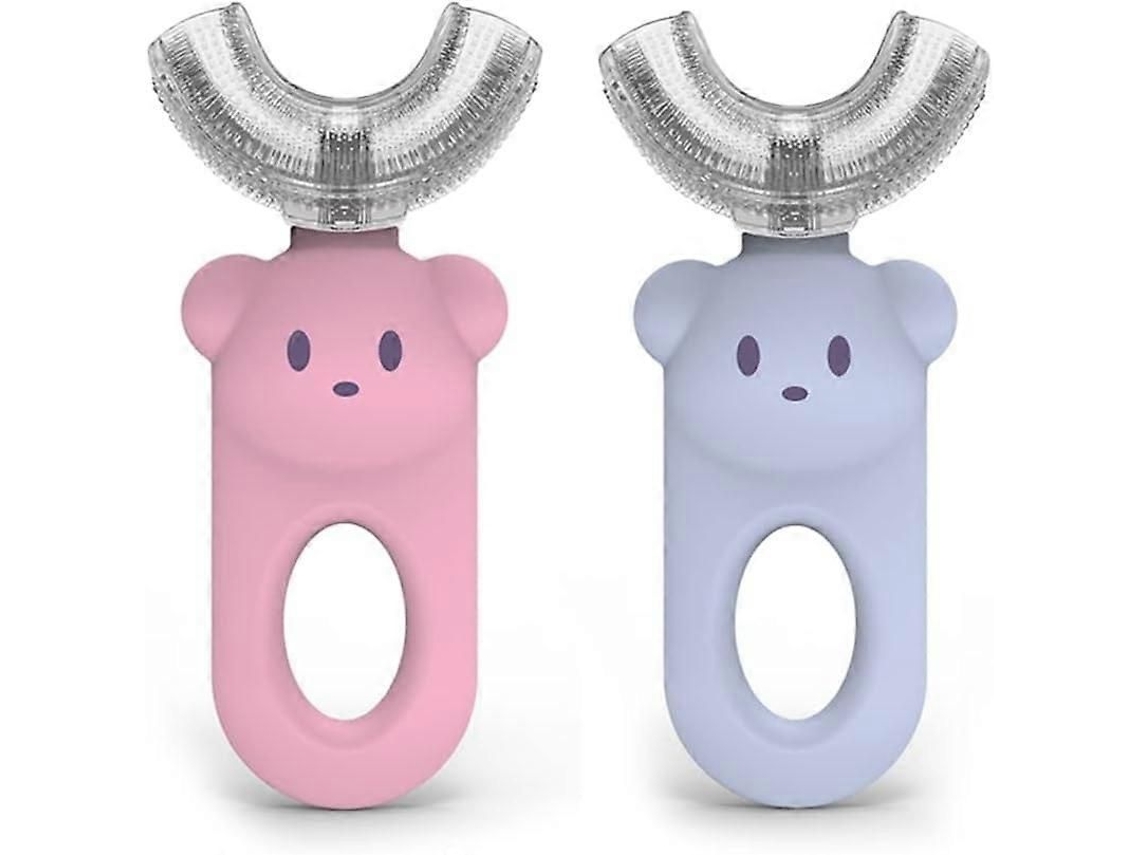 Escova de Dentes Infantil em Formato U, 2 Unidades, U com Rotação 360°, Silicone L Íquido Desenho Animado. GOKOCO