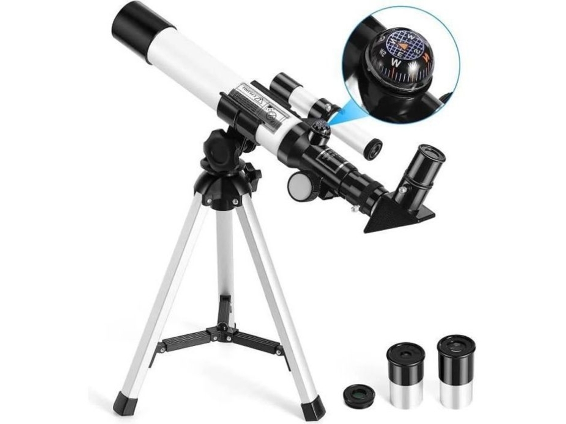 Telescópio Infantil, Telescópio Astronômico Portátil com Bússola e Tripé Refrator para Crianças Iniciantes A5 BRILVIBERA