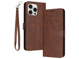 Capa Em Couro Pu Textura De Gémeo Para Apple Iphone 16 Pro Max - Castanho