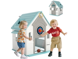 Casa de Brincar 5 em 1 com Lançamento de Anéis Basquetebol Futebol Dardos 132x118x124cm S/MARCA