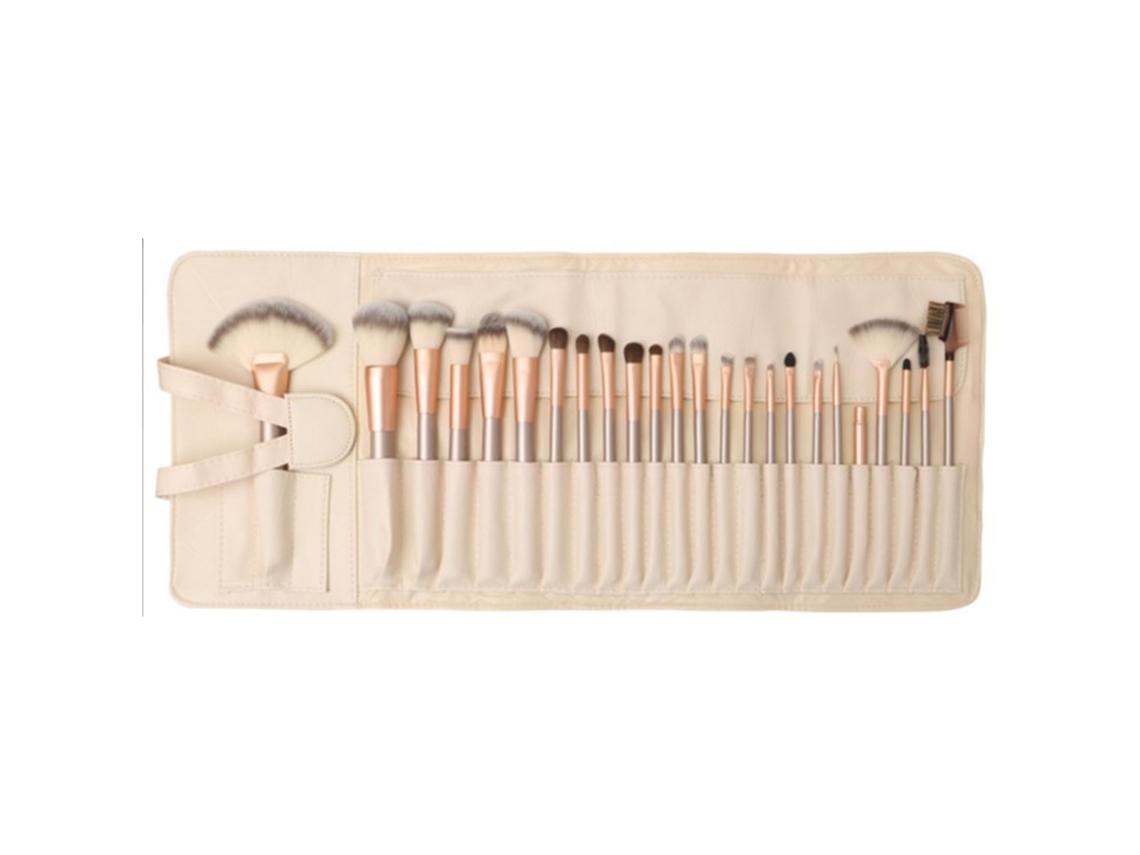 Set De 24 Pincéis De Maquiagem Profissional Super Suaves Com Bolsa De Armazenamento 3d Natural Para Casa
