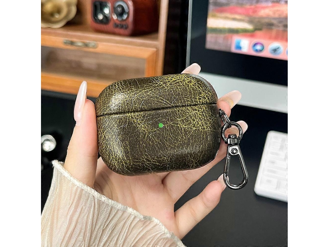 Capa Protetora Retrô Em Couro Oleado Para Fones De Ouvido Bluetooth Airpods 3