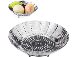Cesta Vaporera Plegable de Acero Inoxidable Con 4 Patas, Diámetro 14 23 Cm, para Cocinar Verduras, Frutas Y Alimentos