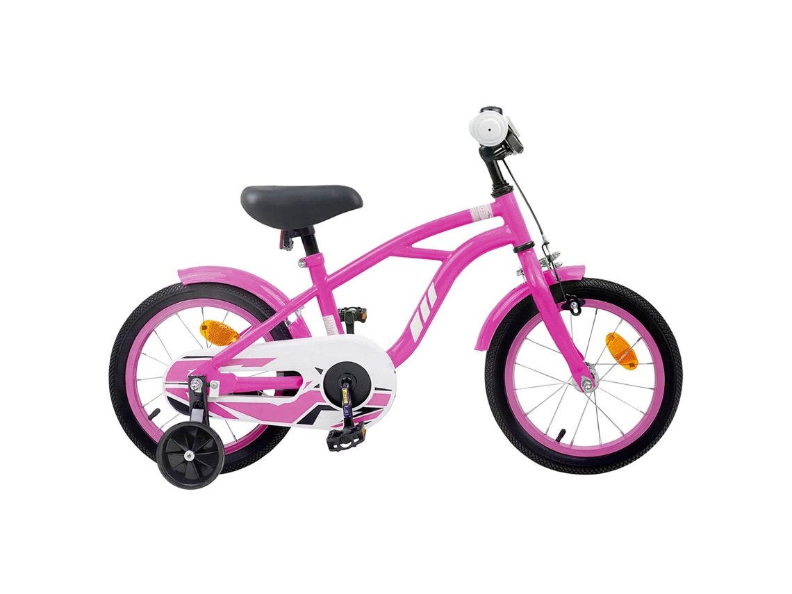 Vidaxl Bicicleta Infantil 14 Polegadas Para 3 A 5 Anos Rosa Escuro
