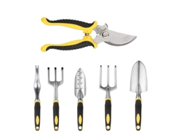 Conjunto De 6 Peças De Ferramentas De Jardinagem Em Alumínio Fundido Reforçado – Robustas, Duráveis E Práticas Para Manutenção De Jardins Externos.