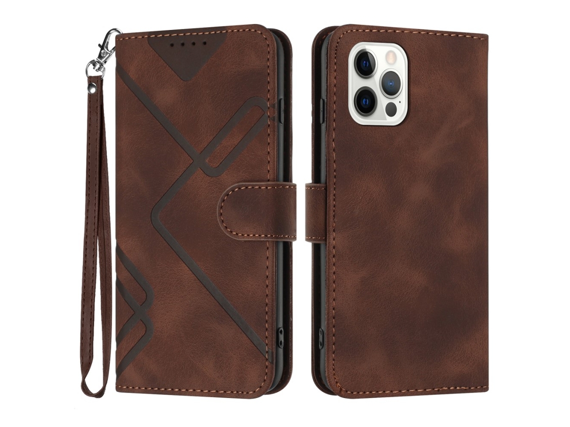 Capa Para Iphone 15 Pro Max Pele Sintética Castanho