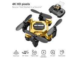 Mini Drone Dobrável, Aeronave Portátil De Altitude Fixa Com Câmera 4k Bestvite (2 Baterias Duração Da Bateria 10 Min Ouro)