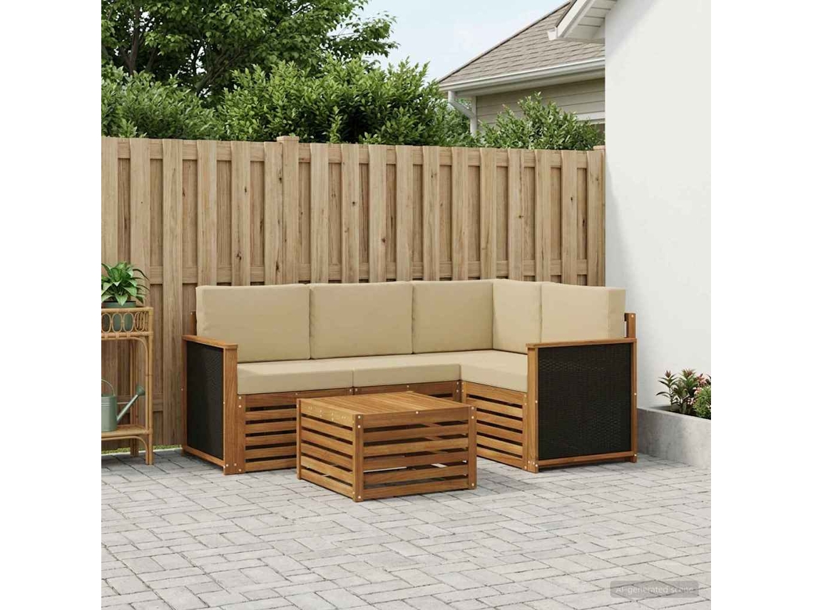 Vidaxl Conjunto De Sofás Para Exterior 5 Unid. Natural E Bege