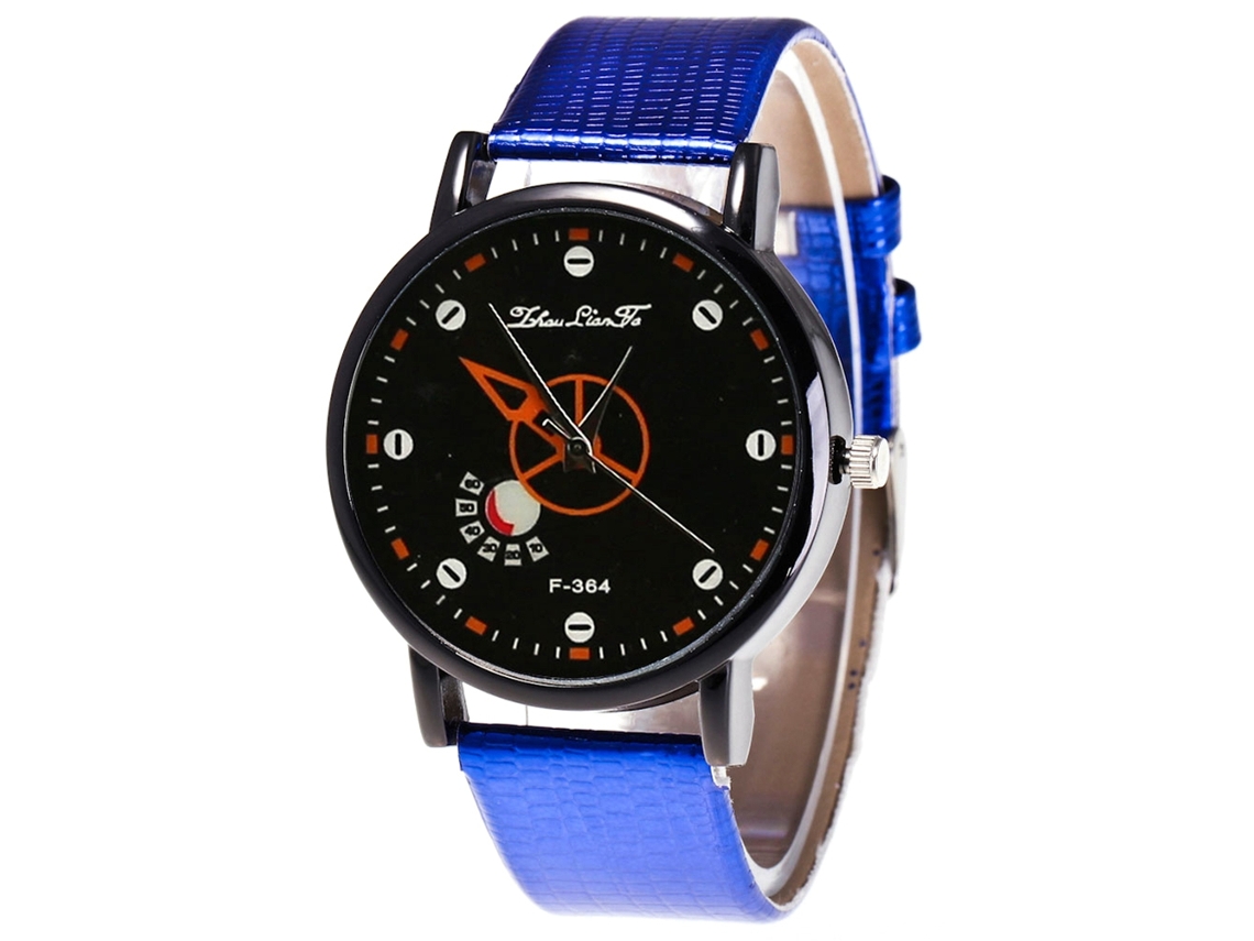Relógio de Pulso Analógico de Quartzo com Pulseira Pu para Mulher Presente Clássico (azul)