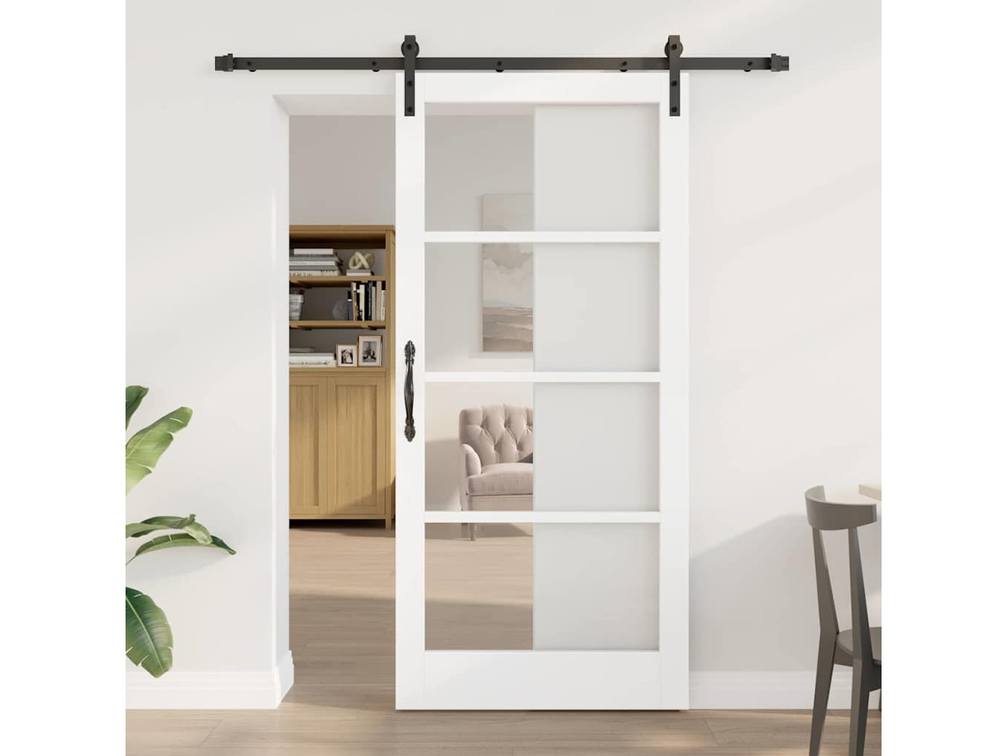 Vidaxl Porta Deslizante Orkdal Branco E Preto 93 X 202 Cm