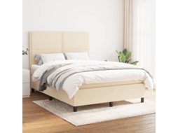 Vidaxl Cama Com Molas/colchão 140x190 Cm Tecido Cor Creme