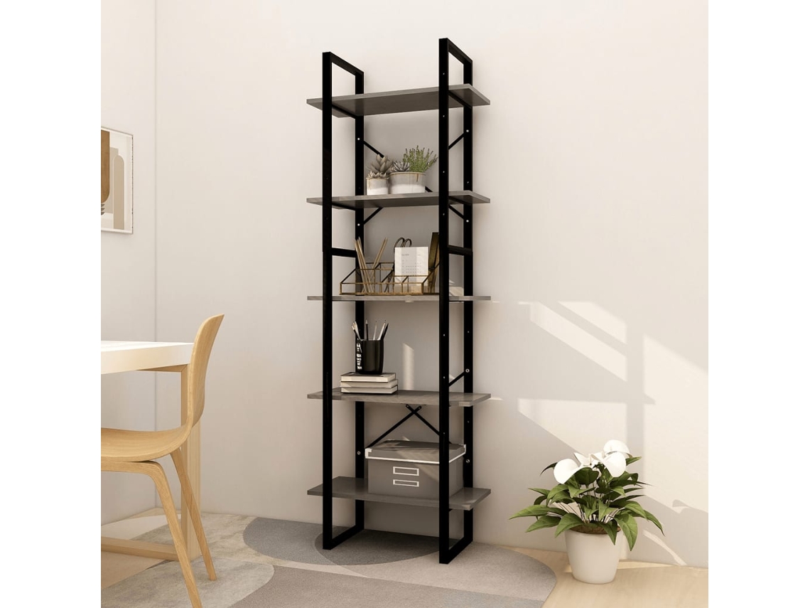 Vidaxl Estante Com 5 Prateleiras 60x30x175 Cm Madeira De Pinho Cinza