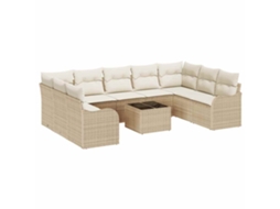 Maison Exclusive - Conjunto De Sofá De Jardim 10 Unid. Bege E Branco Vime Pe