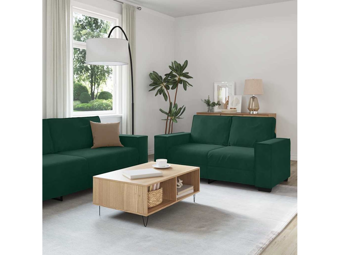 Vidaxl Conjunto De Sofá De 3 Peças Com Almofadas Em Veludo Verde Escuro