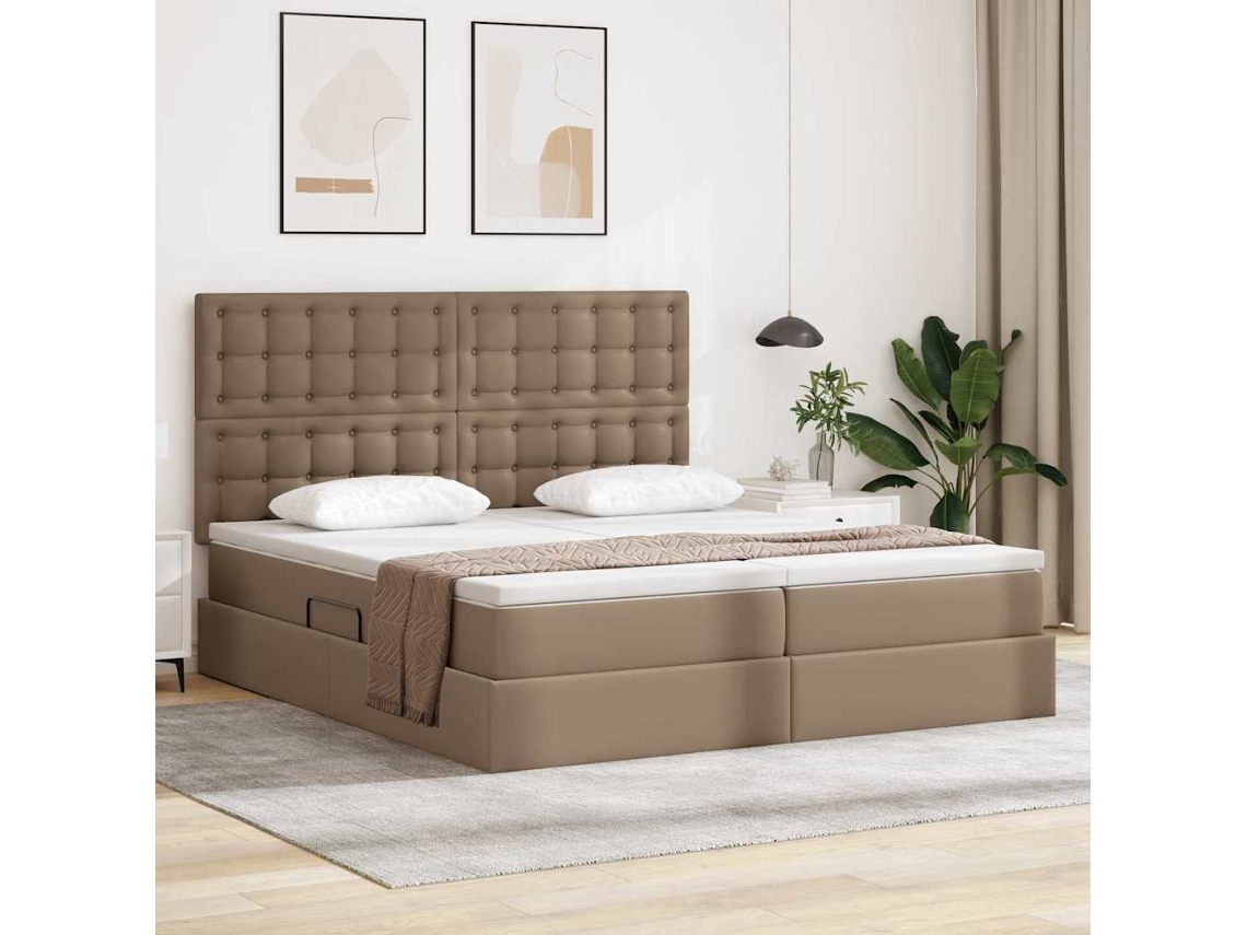Vidaxl Cama Com Arrumação E Led Com Fitas Led Cappuccino 200 X 200 Cm