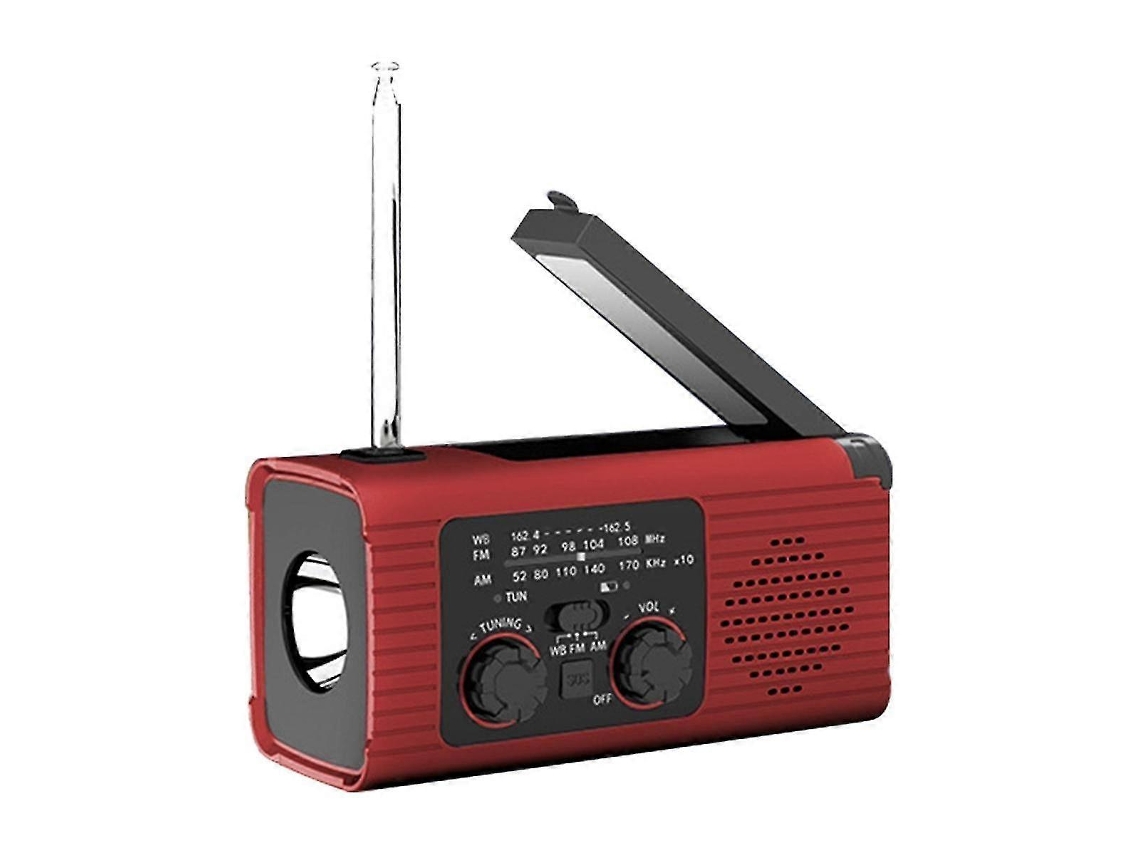 Rádio Meteorológico De Emergência, Rádio De Alerta Meteorológico Com Carga Solar De 2000 Mah, Rádio Am/fm Com Manivela Usb Olysi Shop (vermelho)