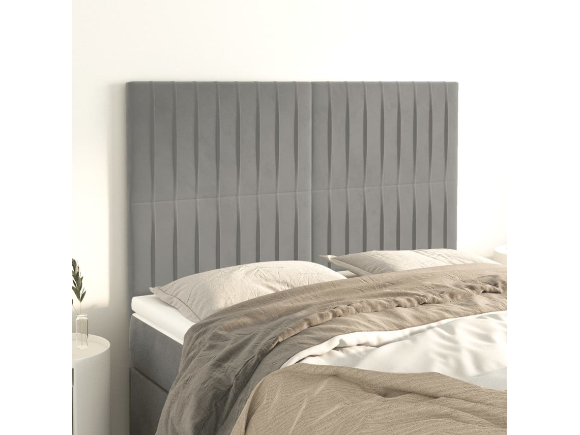 Cabeceira De Cama 4 Pcs Veludo 72x5x78/88 Cm Cinzento-claro