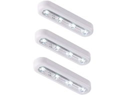 Conjunto De 3 Luzes Led Com Toque Auto-adesivas Super Brilhantes, Operadas Por Baterias, Ajustáveis 45°