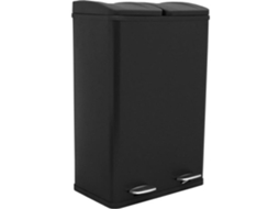Lixeira de Pedal Reciclagem 2 em 1 Preta 60L Metálica Compartimento Duplo Lixeira de Cozinha 2 x 30L Dupla Eco Larg