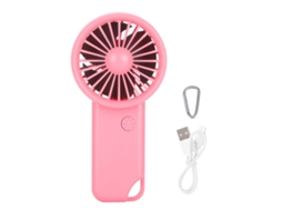 Ventilador Portátil Mini Usb Recarregável 500mah 3 Velocidades Com Carabiner Vermelho Para Escritório E Exterior