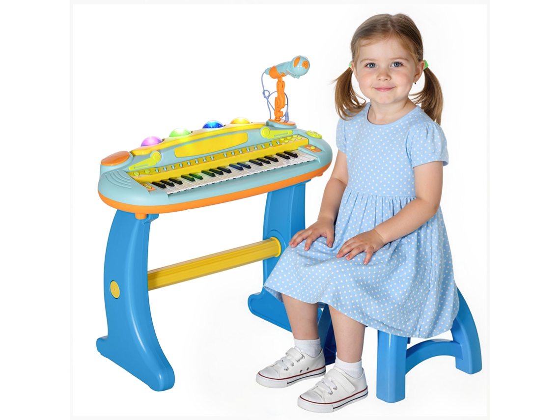 Piano Eletrônico Infantil De 37 Teclas, Com Microfone, Banquinho, Luz Led, Função De Gravação E Reprodução-xx