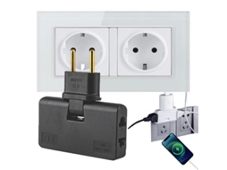 Adaptador De Tomada Ue Giratório 3 Em 1 Com Extensão 180 Graus M