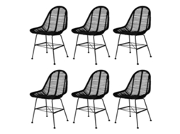 Vidaxl Cadeiras De Jantar 6 Pcs Vime Genuíno Preto