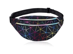 Bolsa Cintura Holográfica Impermeável, Mochila Torácica Laser Geométrica Colorida Para Viagem Esportes Festa Uso Diário