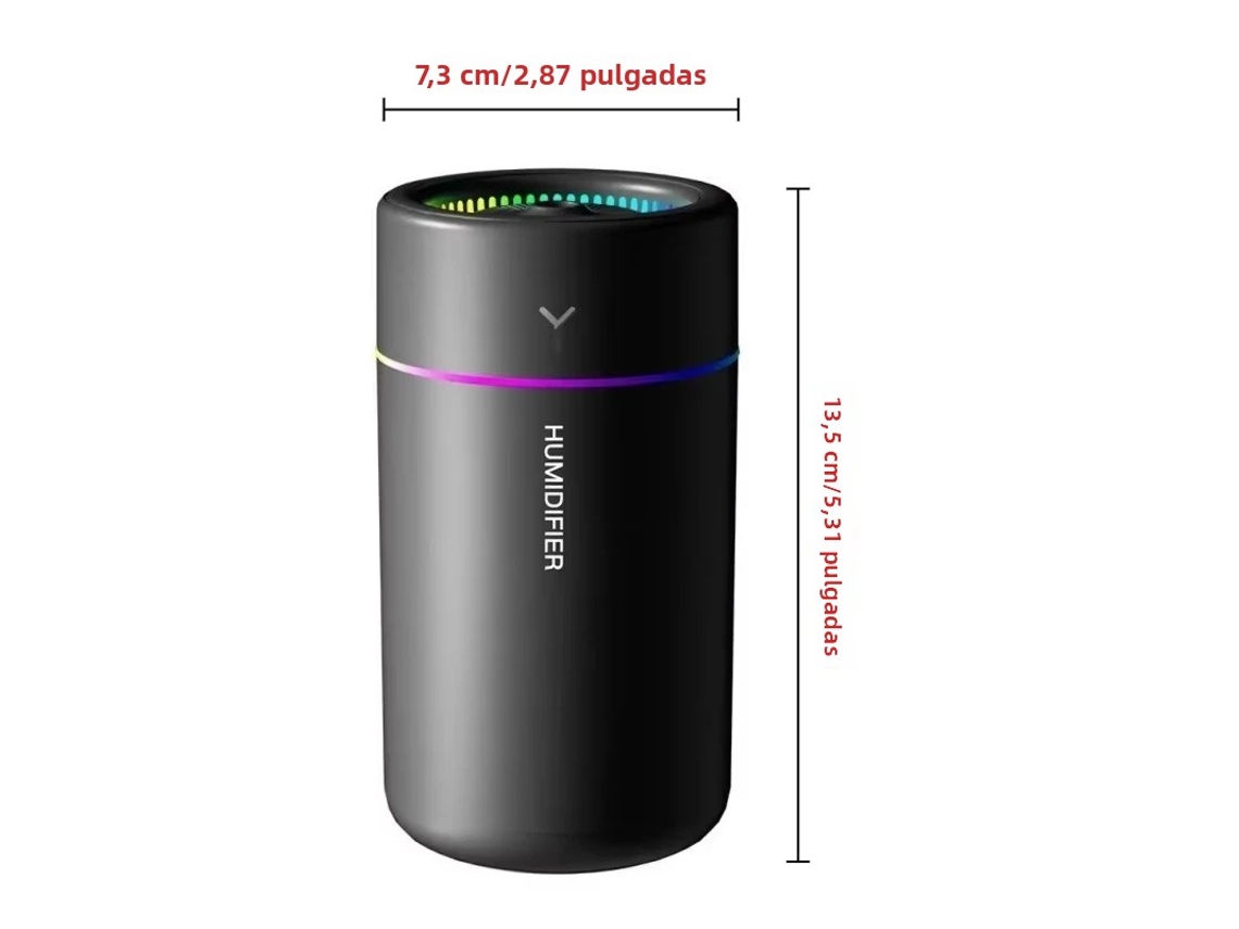 Difusor de Ar para Carro de 180ml com Luzes Coloridas MDUG (d preto)