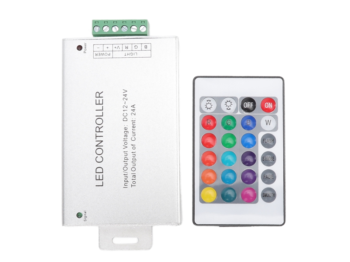 Rebe-controlador Sem Fio Rf/ir Para Fitas Led De Alta Potência 24a Com Controle Remoto