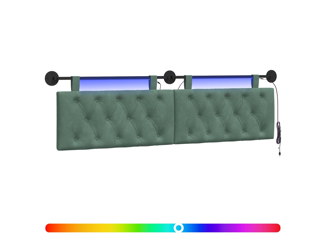 Conjunto 1 Cabeceira Moderna Vidaxl Verde Veludo (170 X 55 X 7 Cm)