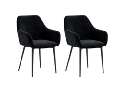 Conjunto de 2 correntes Nordic Jantar, Têxtil, Apoios de Braços+Pernas de Aço, 54x57x80cm, Preta-pt