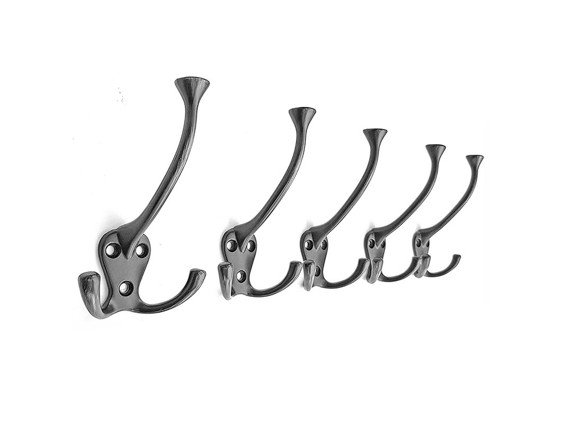 Ganchos De Parede Triplos Para Pendurar Roupas, Ideais Para Casa De Banho, Cozinha E Hall De Entrada, Feitos Em Ferro Fundido Resistente, Para Toalhas