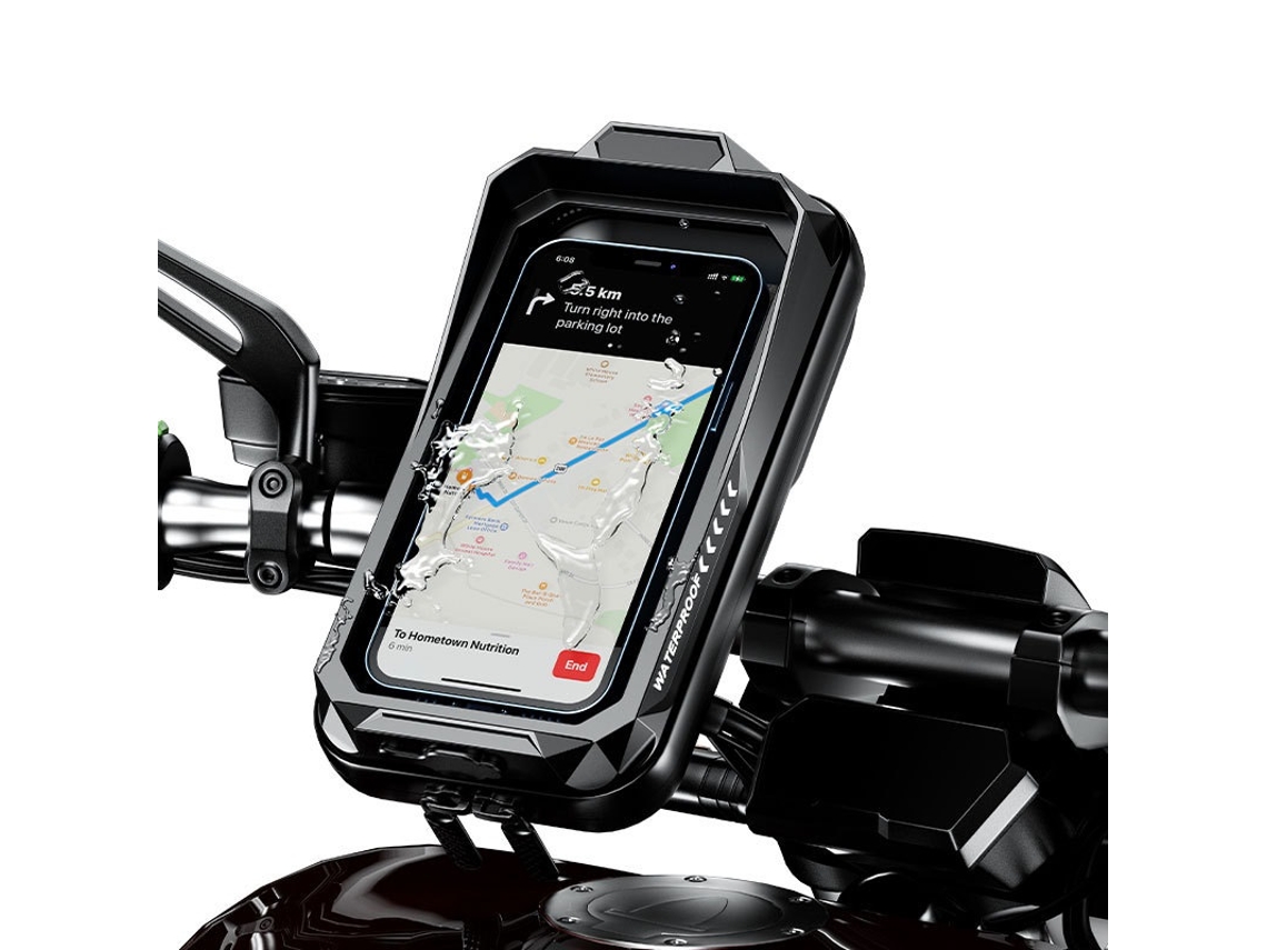 Suporte Para Telemóvel De Bicicleta/mota - Suporte Para Guiador - Ecrã Tátil - Ajustável - Impermeável - Preto