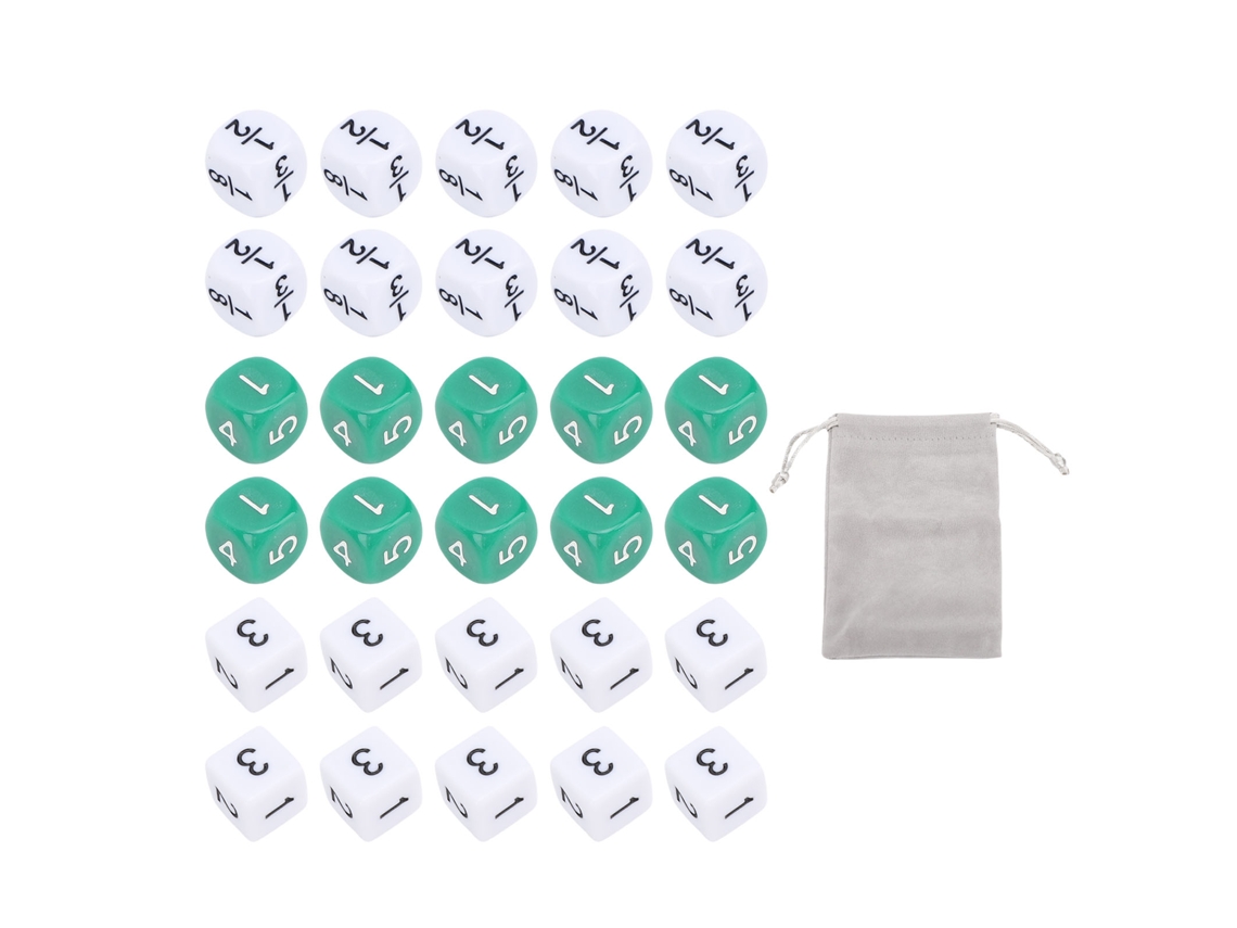 Unidades de Dados de 6 faces de 16mm, brancos e verdes, para jogos de mesa e ensino | S/MARCA