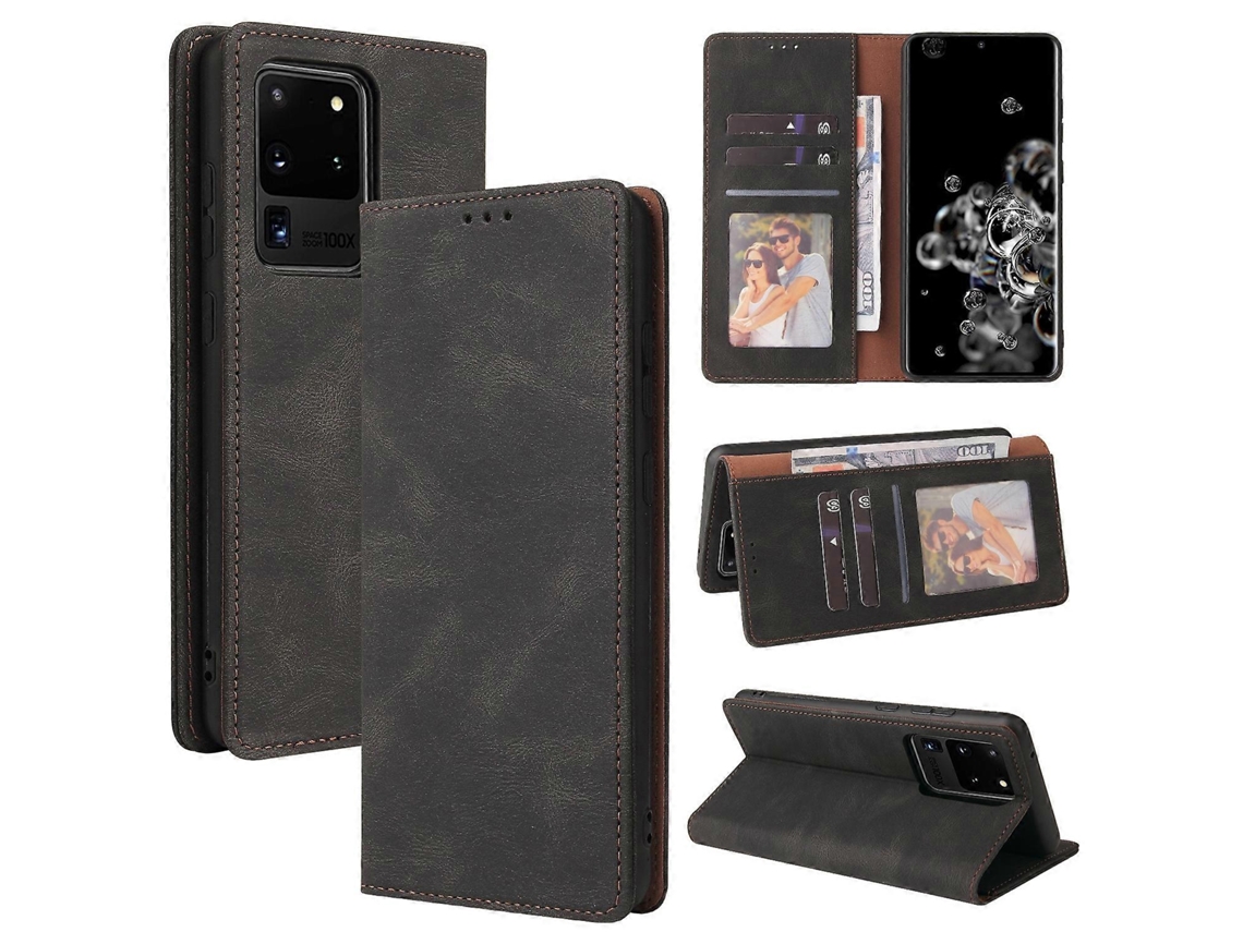 Capa De Couro Com Fecho De Sucção Simples, Abertura Horizontal, Suporte, Compartimento Para Cartões E Carteira Para Samsung Galaxy S20 Ultra.