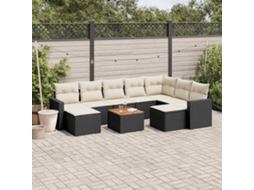 Vidaxl 10 Pcs Conjunto Sofás De Jardim C/ Almofadões Vime Pe Preto