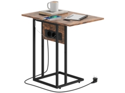 Conjunto de Duas Mesas Laterais com Tampos de Mármore, Pés Ajustáveis, Preto e Branco SINI TECH STORE