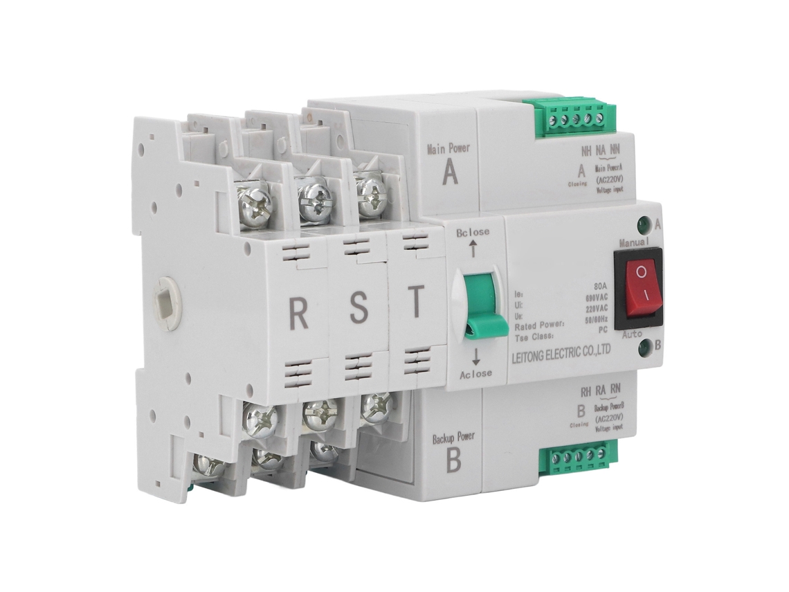 Laxiscreed Interruptor De Transferência Automática Para Duas Fontes De Energia, Controlo 3p, Montagem Em Rail Din