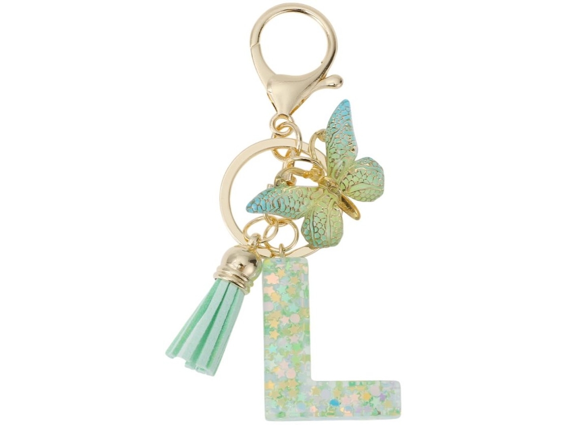Sleutelhanger Com Borboleta - Chaveiro Com Letras De A A Z - Chaveiro Para Meninas - Aço/ligação - 9,3 Cm De Comprimento - Durável E Resistente - Chav