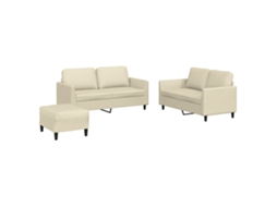 Sofa Set, Sofa Sets Vidaxl Creme Couro Artificial (n/a)