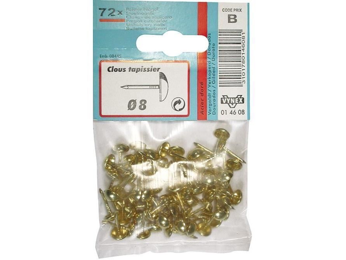 Prego Para Estofamento Aço Dourado 8 Mm Vynex