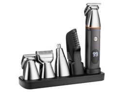 Aparador de Cabelo 5 em 1 com Visor Digital, Lavador de Água, Máquina de Barbear e Tesoura Elétrica para Pelos do Nariz Lk 881 TAISHENGDA (prateado)