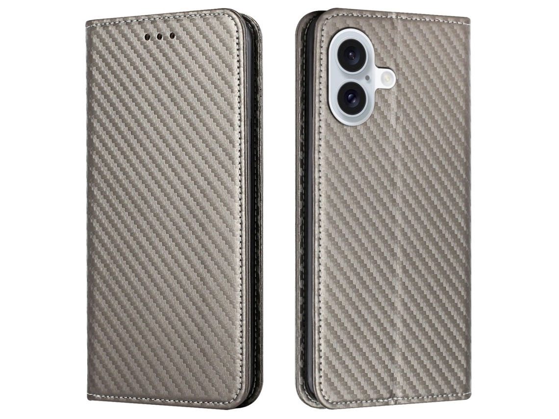 Capa Em Couro Pu Magnético Com Suporte Para Apple Iphone 16 - Cinzento