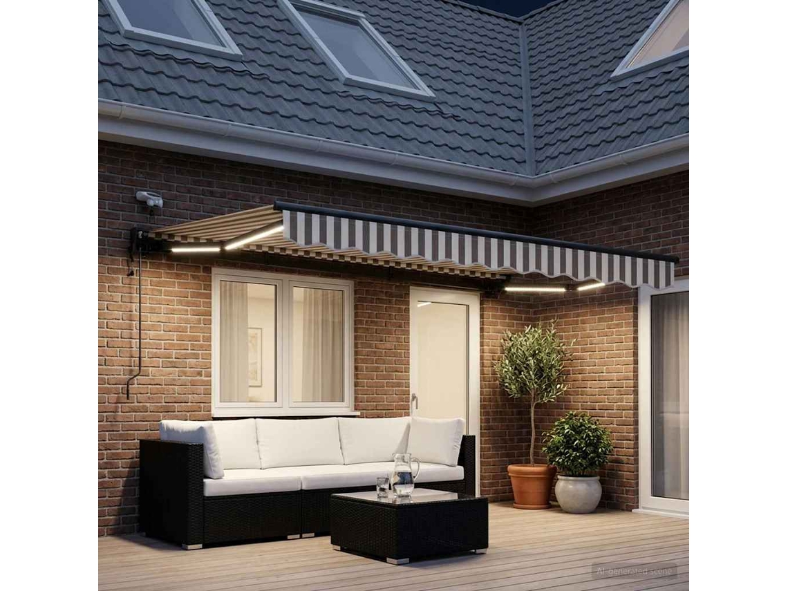 Vidaxl Toldo Retrátil Elétrico Cinza Claro E Branco 4 × 3 M